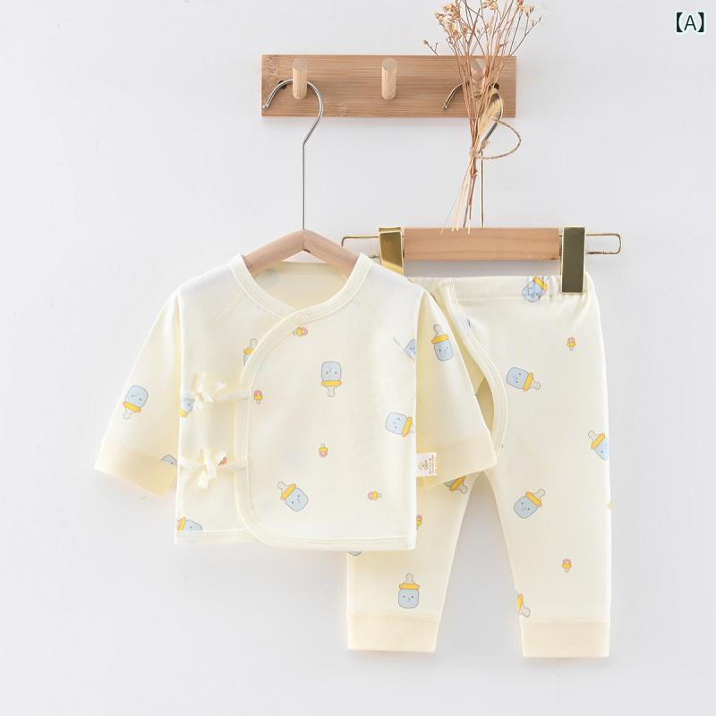 ベビー服 キッズ パジャマ セットアップ 長袖 コットン素材 前開き 和尚服 秋冬用 赤ちゃん肌着 股下スナップボタン 動きやすい 着替え簡単 男女兼用 上下セット 柔らかい ルームウェア インナー