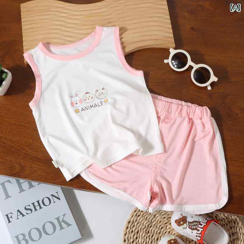 ベビー服 上下セット ノースリーブ セットアップ キッズ トップス パンツ 2点セッ...