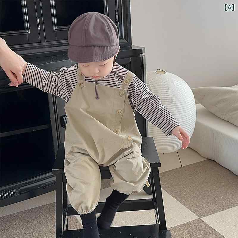 乐天商城 - セットアップ ベビー キッズ 子供服 上下セット ボーダー Tシャツ オーバーオール 春物 コットン混素材 伸縮性抜群 動きやすい 通園 通学 普段着 ギフト 赤ちゃん 男の子 女の子 子供用 カジュアル