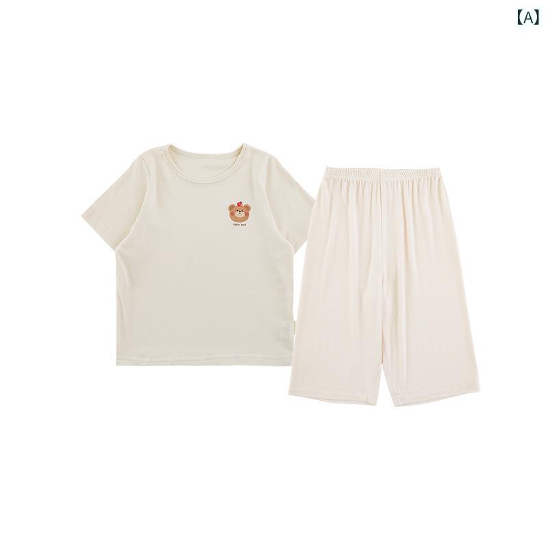 キッズパジャマ 女の子 ルームウェア セットアップ 半袖 コットン素材 上下セット 子供服 寝巻き 部屋着 薄手 涼しい 通気性 動きやすい 夏用 小学生 通園 通学 快適着心地
