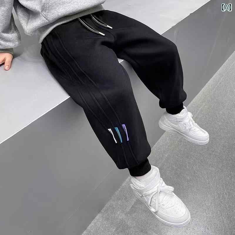 樂天商城 - ロングパンツ キッズ 男の子 スウェットパンツ 長ズボン ボトムス スポーツウェア コットン混 通学 動きやすい ウエストゴム 調整紐付き 子供服 おしゃれ 秋 春 普段着 小学生 中学生 部屋着