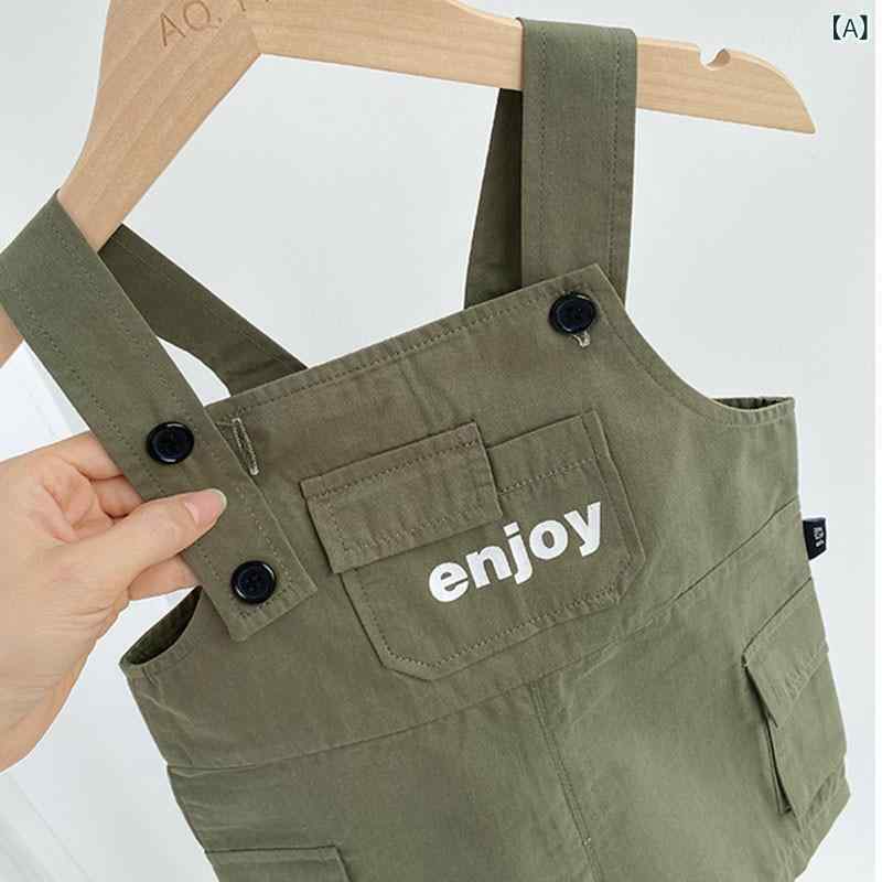 Rakuten - サロペット キッズ 男の子 夏服 セットアップ 上下セット 半袖 オーバーオール 五分丈パンツ 綿混素材 通気性 吸汗性 柔らかい 動きやすい 子供服 カジュアル 普段着 通学 遊び着 お出かけ コーデ