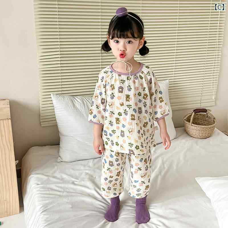 パジャマ キッズ 子供服 コットン素材 上下セット セットアップ 柔らかい 通気性 ...