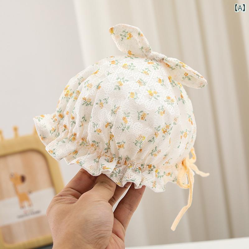 ベビー帽子 女の子 春夏秋用 コットン素材 かわいい新生児キャップ 赤ちゃん帽子 つば付き 日よけ帽子 紫外線対策 柔らかい素材 出産祝い 調整可能 通気性抜群 お出かけ用 散歩 0歳から3歳まで