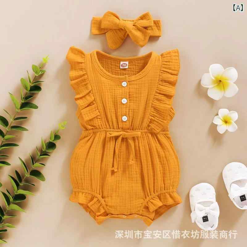 Rakuten - ベビー服 赤ちゃん ロンパース ノースリーブ 夏用 新生児 カバーオール 綿混素材 かわいい 出産祝い 涼しい 動きやすい 通気性抜群 サマーウェア ルームウェア 着替えやすい お出かけ カジュアル 70 80
