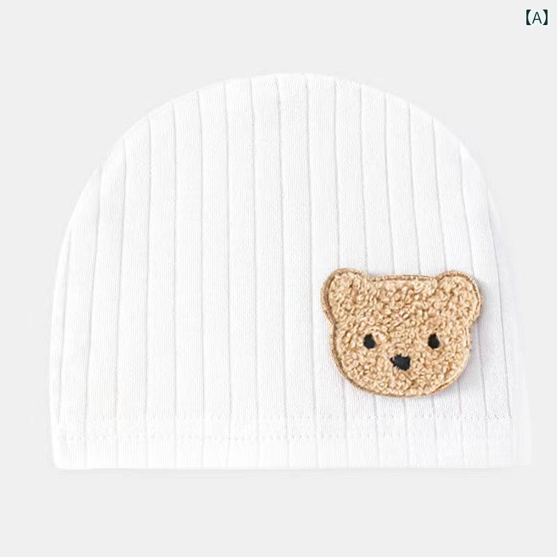 Hats - ベビー帽子 新生児 コットン素材 赤ちゃん 帽子 オールシーズン お宮参り 出産祝い 柔らかい 肌触り良い 通気性抜群 サイズ調整可 男女兼用 出産準備 ベビー用品 お出かけ かわいい シンプル 日よけ 紫外線対策