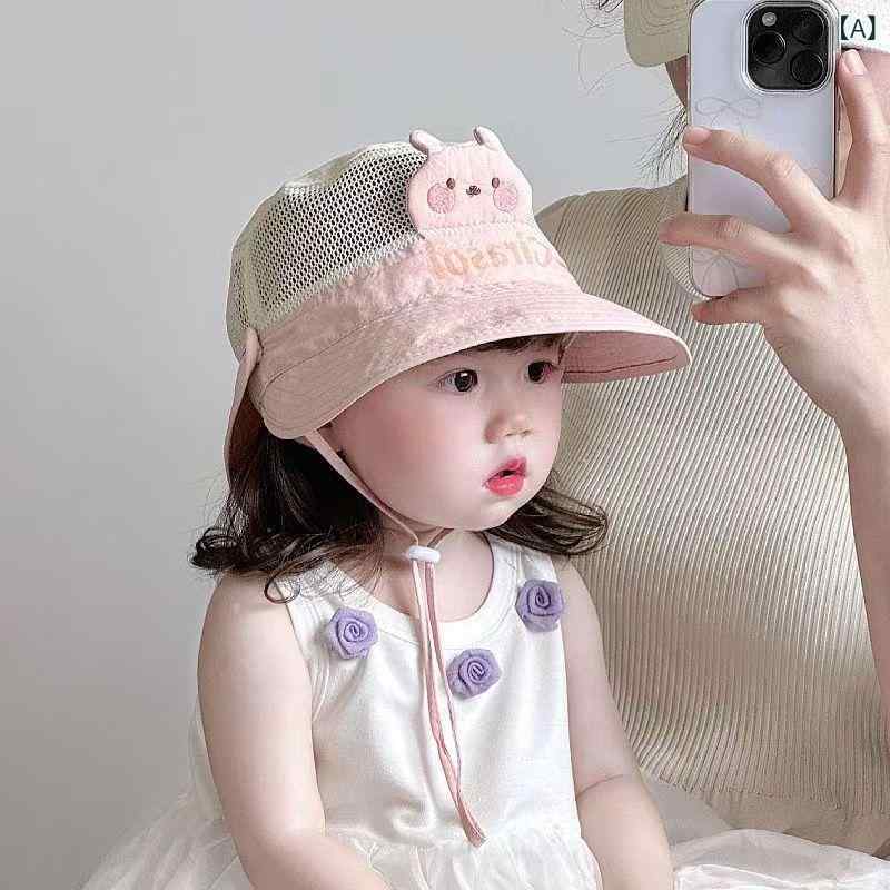 Hats - ベビー帽子 キッズ ベビー服 子供用 日よけ帽子 メッシュ 通気性 速乾 軽量 キャップ アウトドア 男の子 女の子 つば広ハット お出かけ 外遊び 春夏用 日差し対策 紫外線対策 サイズ調整可能 持ち運び便利