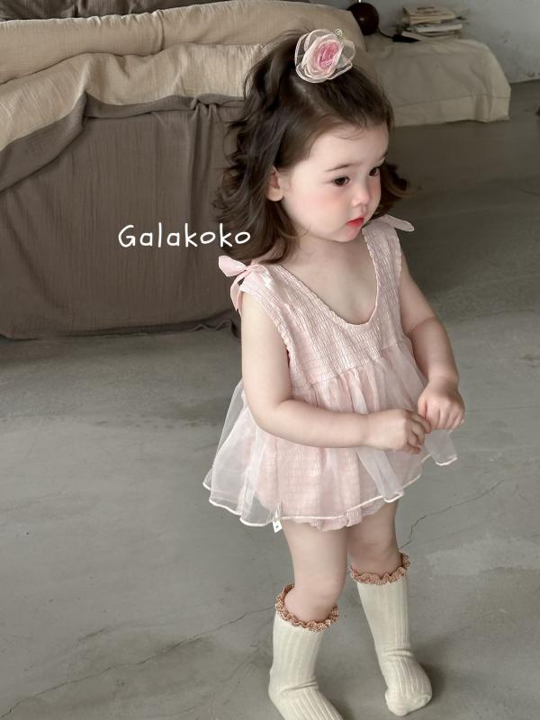 ベビー服 赤ちゃん ロンパース 女の子 カバーオール コットン素材 チュールスカー...