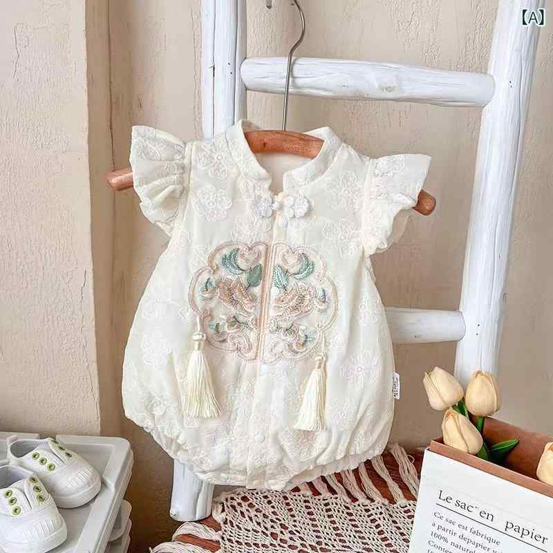Rakuten - ベビーロンパース 女の子 新生児 ベビー服 赤ちゃん 服 半袖 カバーオール 夏物 綿混素材 花柄 姫風 プリンセス 結婚式 お宮参り 記念日 出産祝い ギフト 通気性抜群で動きやすい
