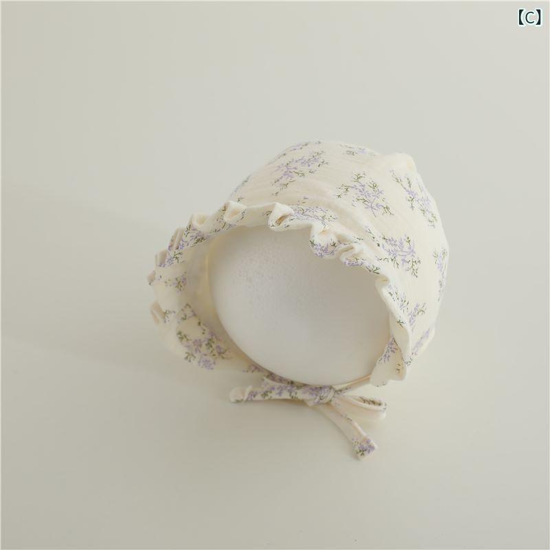 ベビー帽子 女の子 春秋 幼児 キャップ ガーゼ コットン素材 赤ちゃん 帽子 新生児...