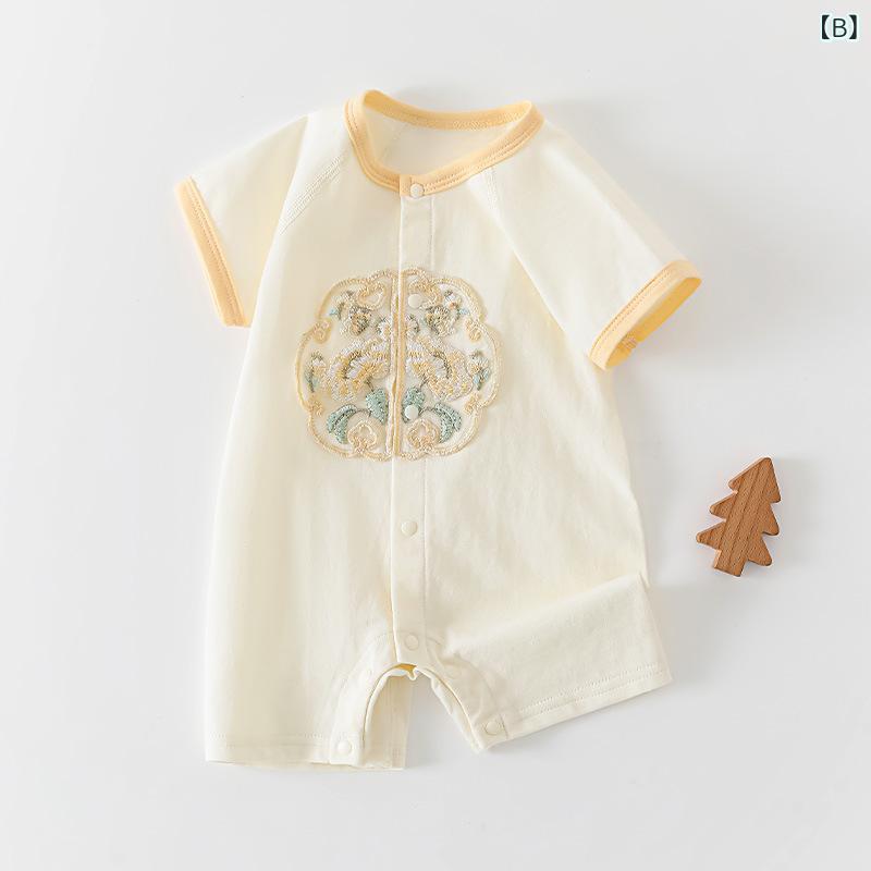 ベビー服 甚平 ロンパース 赤ちゃん 男の子 女の子 夏用 中国風 ショートオール 綿...