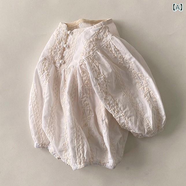 ベビー服 赤ちゃん ロンパース 長袖 カバーオール コットン素材 刺繍入り 前開き ...