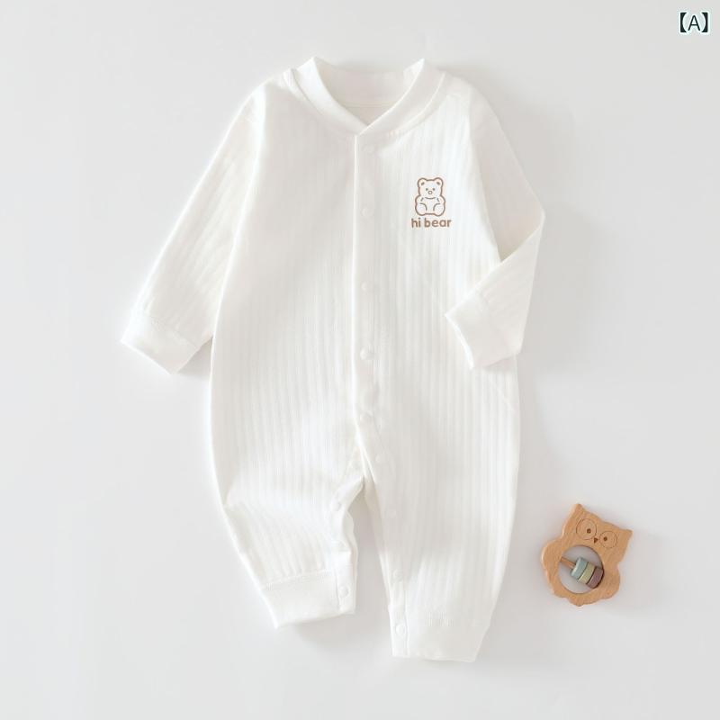ベビー服 ロンパース コットン素材 長袖 無地 プリント柄 赤ちゃん カバーオール ...