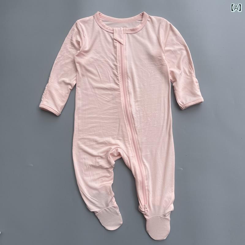 ベビーロンパース 夏用 ベビー服 竹繊維素材 前開きファスナー 半袖 股下スナップボタン 赤ちゃん 部屋着 通気性 吸湿性 お出かけ用 動きやすい 快適着心地 新生児 出産祝い プレゼント