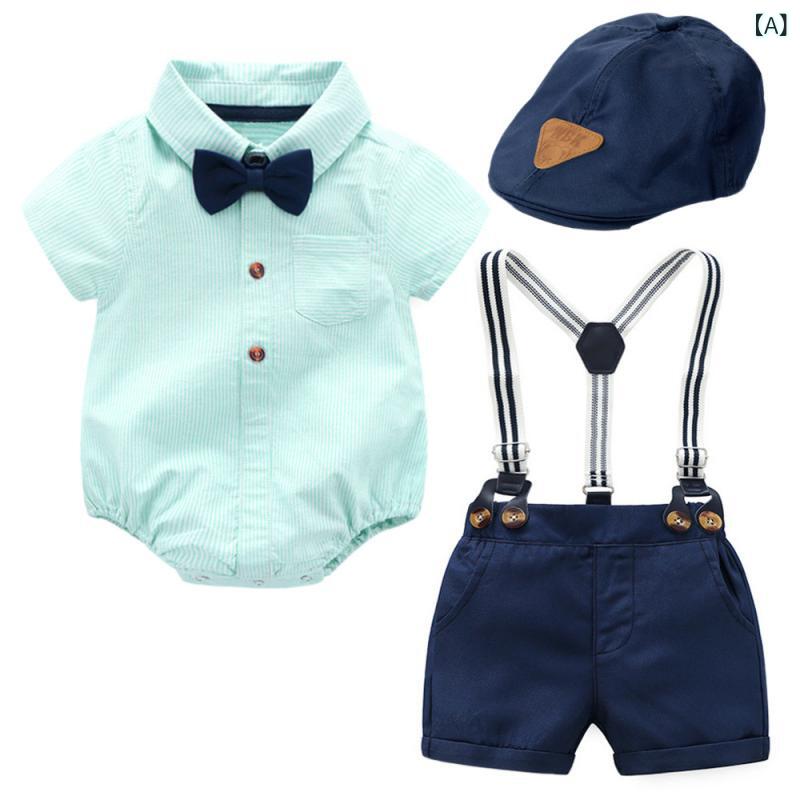 ベビー服 男の子 セットアップ 半袖 ロンパース ショートパンツ 上下セット コットン素材 赤ちゃん服 夏服 出産祝い ギフト 幼児用 部屋着 動きやすい 通気性 清潔感 ルームウェア 普段着