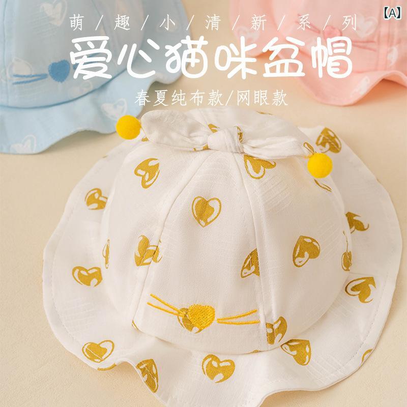 帽子 - ベビー帽子 女の子 春秋用 プリンセス バケットハット 日除け 紫外線対策 新生児 幼児 薄手 通気性 柔らかい素材 お出かけ 公園遊び おしゃれ かわいい シンプル 無地 持ち運び便利 軽量 赤ちゃん