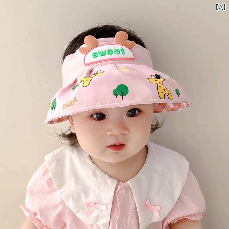 ベビー帽子 キッズ サンバイザー 子供用 つば広ハット 日よけ帽子 メッシュ 通気性 UV対策 紫外線カット 軽い 男の子 女の子 調整可能 散歩 公園 外遊び お出かけ 春夏用 おしゃれ シンプル 軽量