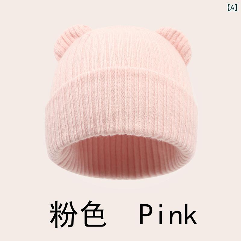 ニット帽子 ベビー 秋冬 クマ耳 ニットキャップ 赤ちゃん キッズ 防寒帽子 かわい...