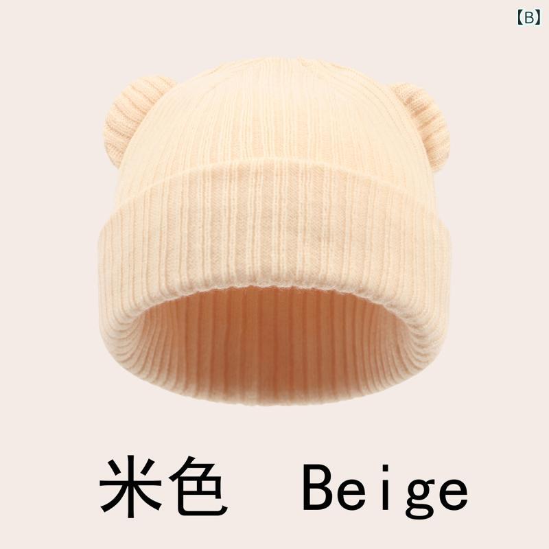 ニット帽子 ベビー 秋冬 クマ耳 ニットキャップ 赤ちゃん キッズ 防寒帽子 かわい...