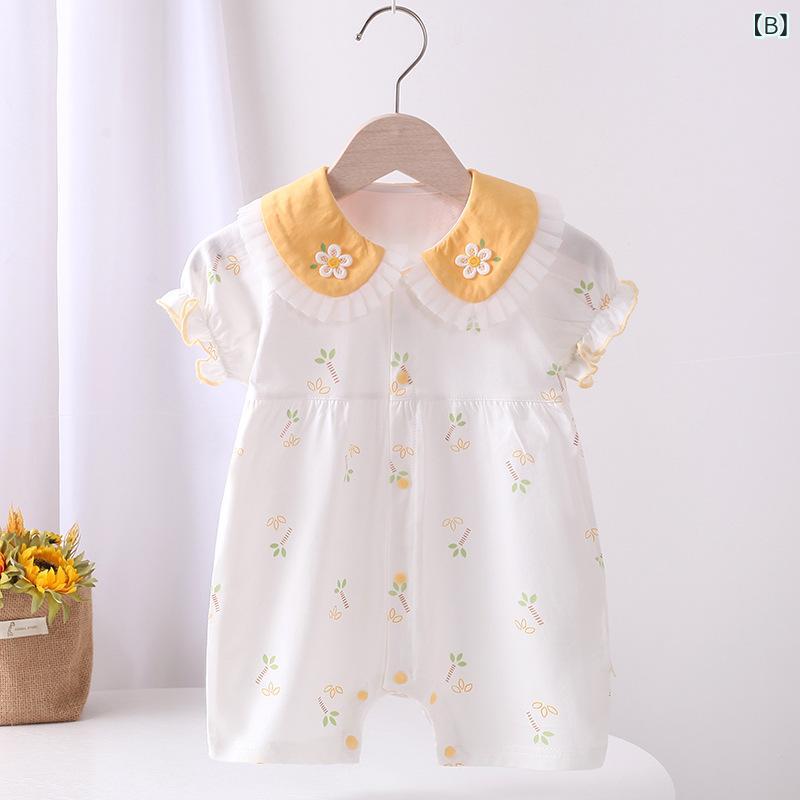 ロンパース ベビー服 半袖 赤ちゃん カバーオール 夏用 コットン素材 プリント柄 ...