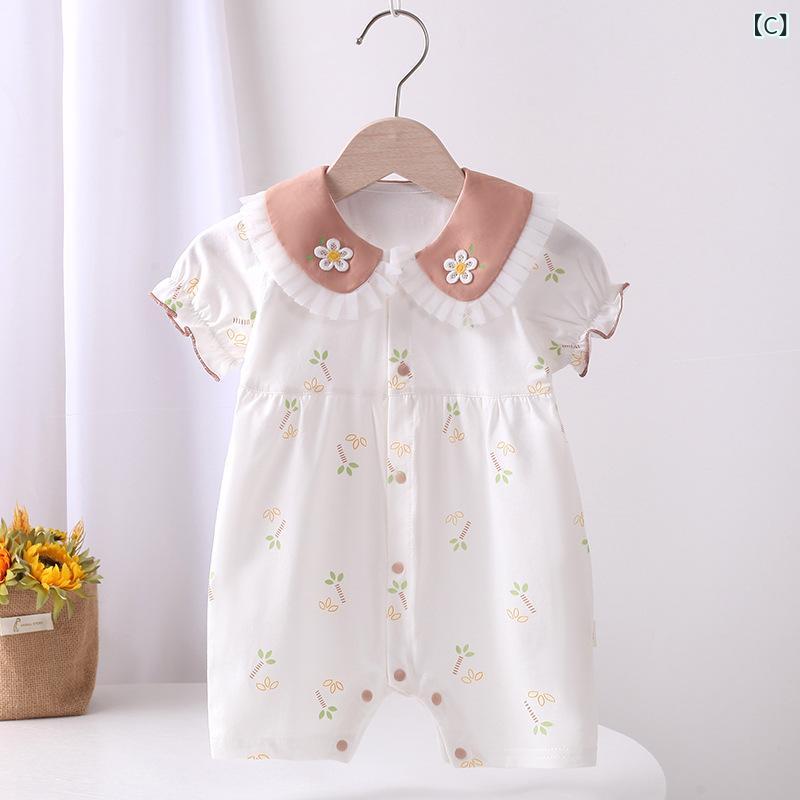 ロンパース ベビー服 半袖 赤ちゃん カバーオール 夏用 コットン素材 プリント柄 ...