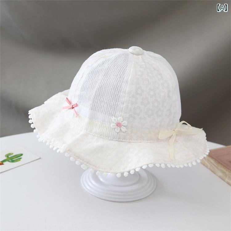 ハット ベビー用 日よけ帽子 赤ちゃん UVカット つば広 漁師帽 夏用 通気性 メッシ...