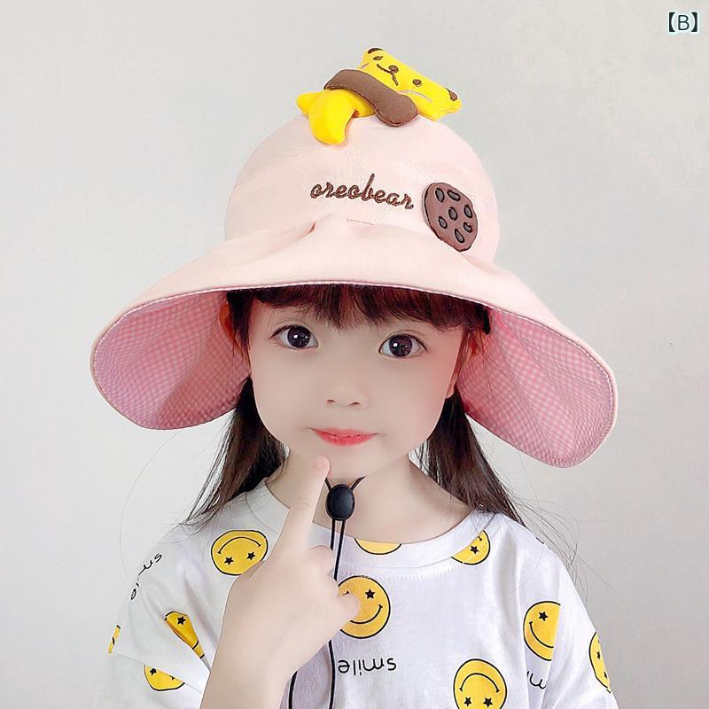 kbox楽天市場店のキッズ帽子 子供用帽子 サンバイザー 紫外線対策 日よけ帽子 つば広 ベビー キッズ 男の子 女の子 夏用 薄手 軽量 持ち運び便利 通気性 暑さ対策 熱中症予防 アウトドア 公園遊び 海水浴 旅行 外出用｜アングル2