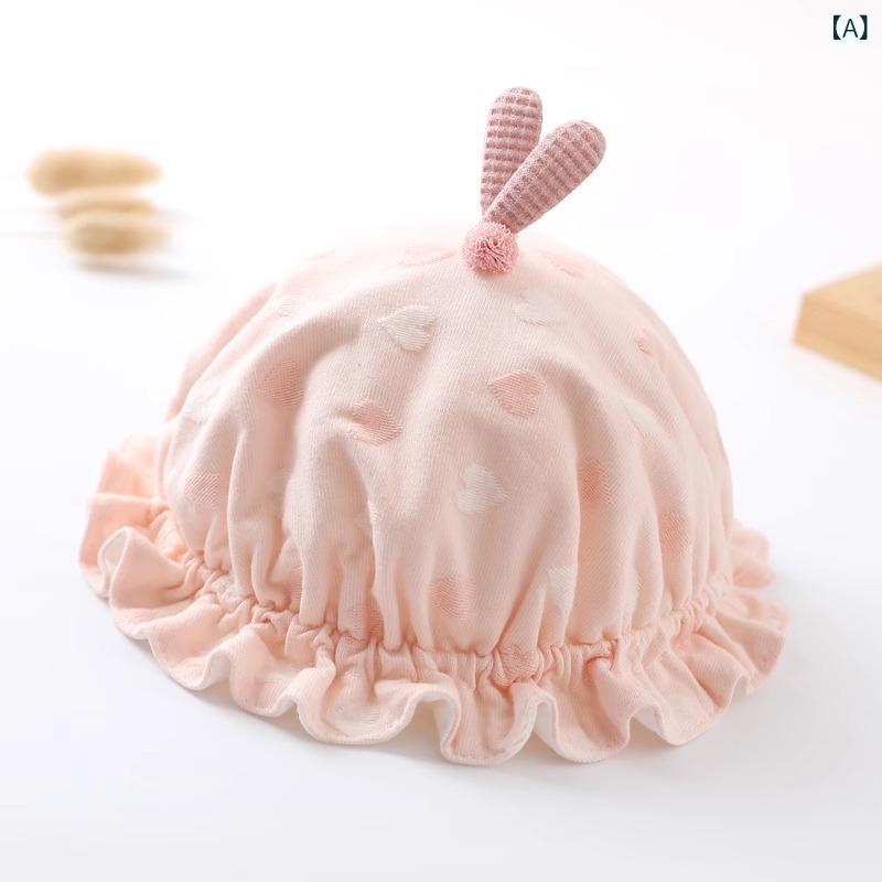 Hats - ベビー帽子 新生児 コットン素材 ハット 柔らかい 春秋用 かわいい 赤ちゃん 日よけ おしゃれ 通気性 快適被り心地 調節可能 外出用 紫外線対策 贈り物 プレゼント 子供用 キャップ 日除け ハット