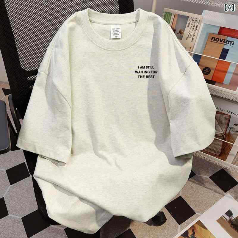 Tシャツ メンズ コットン素材 半袖 レトロ 字母プリント クルーネック トップス ゆったり シルエット 体型カバー 通気性 吸汗 速乾 おしゃれ シンプル カジュアル 普段着 夏服 通学 通勤