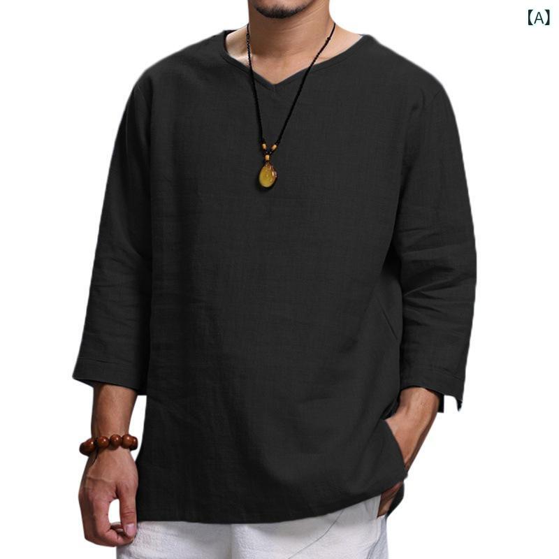 Rakuten - Tシャツ メンズ 長袖 無地 ロンT カットソー トップス 綿混素材 クルーネック ゆったり シルエット 動きやすい カジュアル シンプル インナー 重ね着 普段着 春秋 通年 部屋着 重ね着風 プルオーバー
