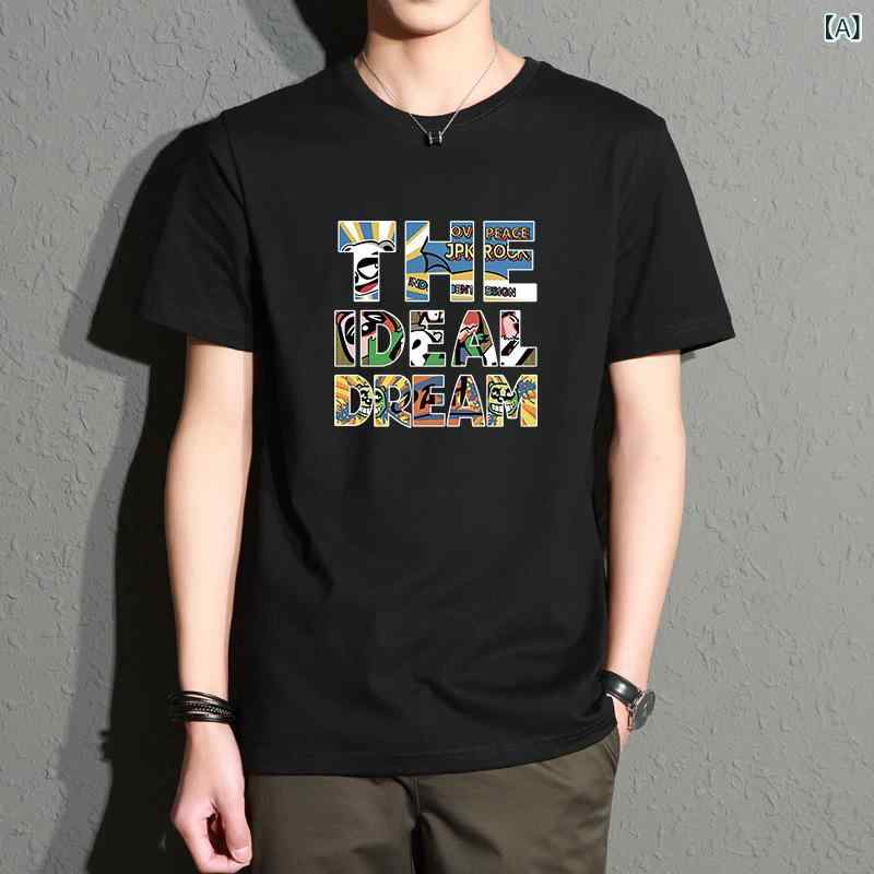 Rakuten - Tシャツ メンズ 半袖 カットソー トップス プリント コットン混 クルーネック 大きいサイズ 夏服 吸汗 速乾 カジュアル インナー 涼しい 通気性 動きやすい スポーツ アウトドア おしゃれ