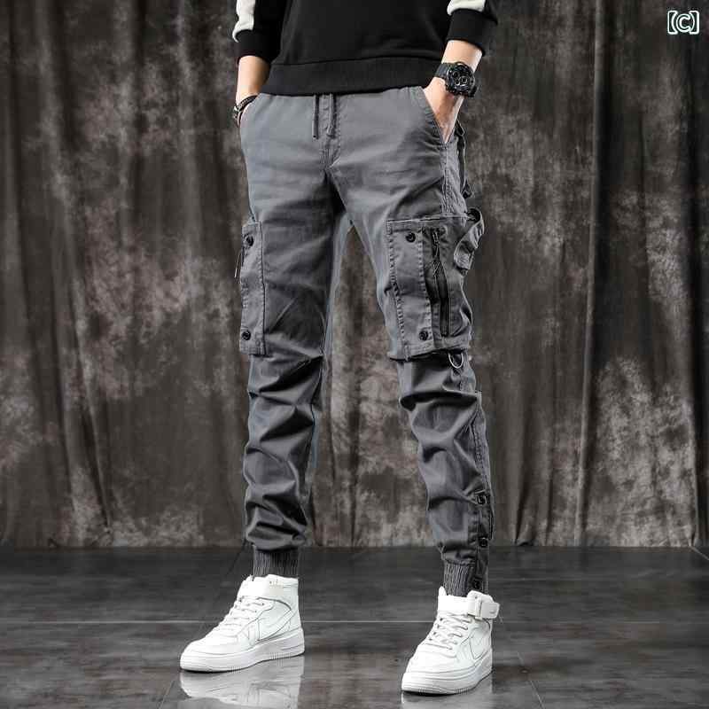 カーゴパンツ メンズ スリム ジョガーパンツ ストレッチ コットン素材 多ポケット ...