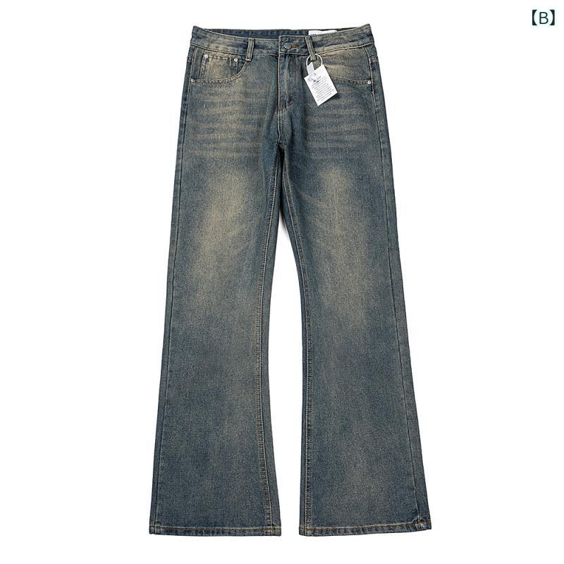 ロングパンツ メンズ デニムパンツ ジーンズ ダメージ加工 パッチワーク ストレー...