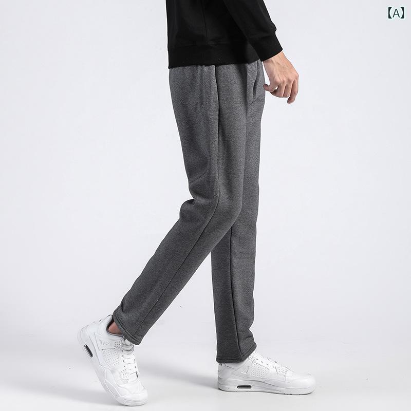 ロングパンツ メンズ カジュアル ストレートパンツ 裏起毛 厚手 スウェットパンツ ...