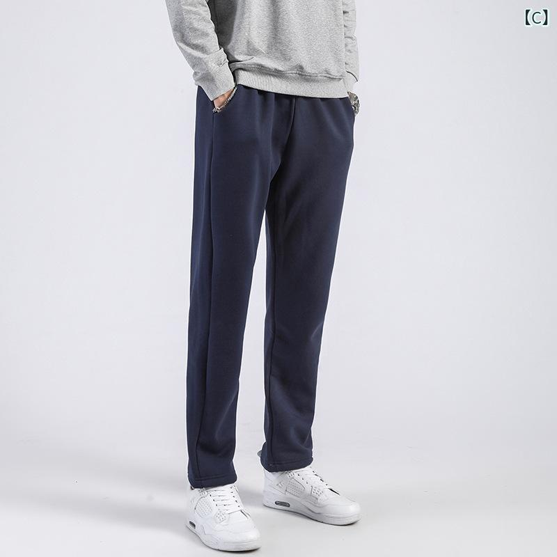 ロングパンツ メンズ カジュアル ストレートパンツ 裏起毛 厚手 スウェットパンツ ...