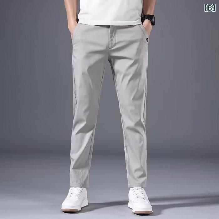 ロングパンツ メンズ 伸縮性 ストレッチ ストレートパンツ 長ズボン ボトムス ゆっ...