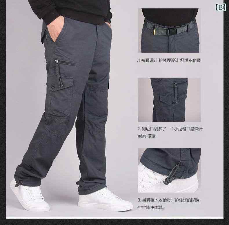 カーゴパンツ メンズ 直筒 ストレート 登山パンツ ワークパンツ 作業着 多ポケット...
