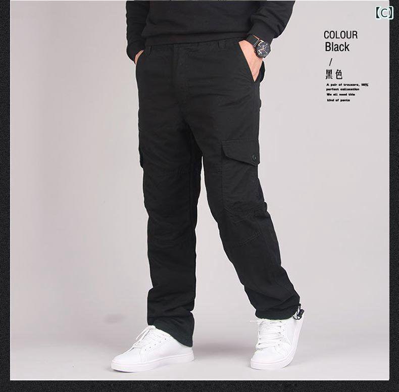 カーゴパンツ メンズ 直筒 ストレート 登山パンツ ワークパンツ 作業着 多ポケット...
