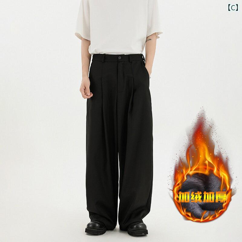 kbox楽天市場店のスラックス メンズ パンツ ストレート ワイドパンツ ボトムス 無地 センタープレス ロング丈 ストレッチ素材 美脚 脚長効果 シワになりにくい オフィス 通勤 通学 シンプル 快適履き心地 春夏 秋｜アングル3