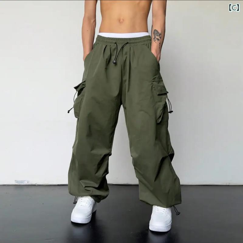 カーゴパンツ レディース ワイドパンツ ストレート ワークパンツ 降落傘パンツ 裾...