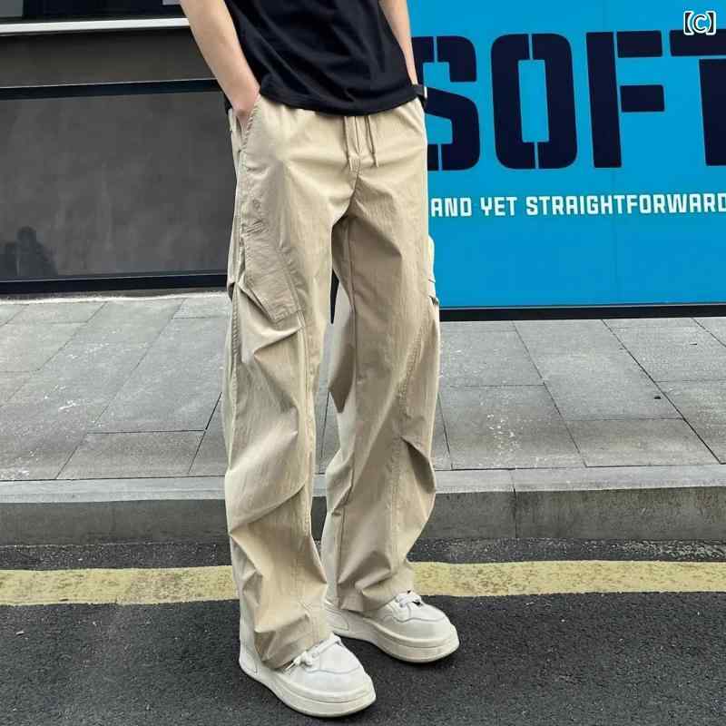 ロングパンツ メンズ 速干パンツ 接触冷感 カーゴパンツ 薄手 軽量 涼しい 撥水 ア...