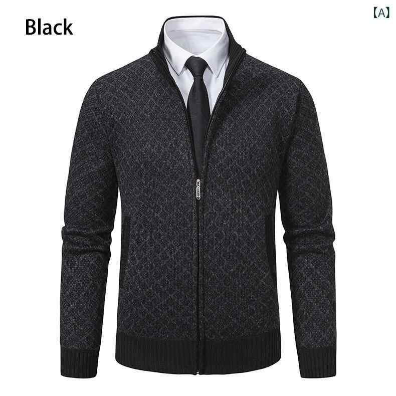 Jumper, Blouson - ジャケット メンズ チェック柄 スタンドカラー アウター ブルゾン コットン素材 長袖 秋服 カジュアル 羽織り 立ち襟 防寒 トップス 動きやすい