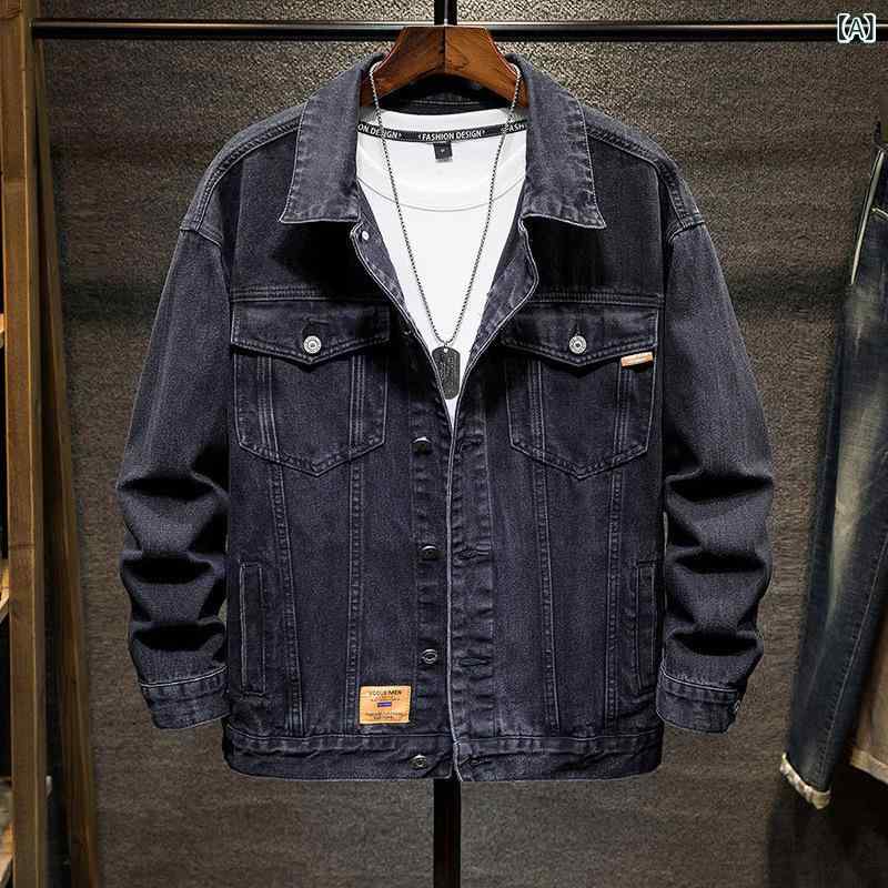 School Uniforms - デニムジャケット メンズ 大きいサイズ アウター 厚手 ジージャン ゆったり オーバーサイズ ヴィンテージ風 羽織り 暖かい 防寒 春秋 カジュアル 動きやすい おしゃれ 丈夫 普段着 通学 ワークスタイル