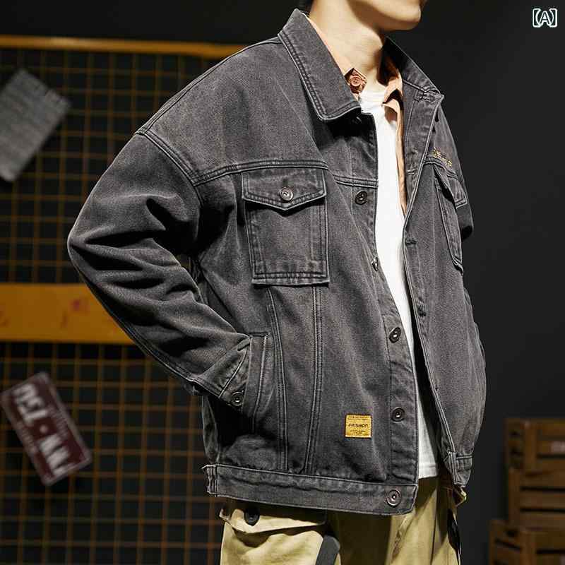 デニムジャケット メンズ 春秋 アウター ジージャン カジュアルジャケット ゆったり オーバーサイズ ヴィンテージ風 ワ…