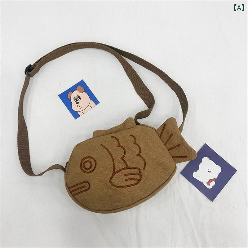 ショルダーバッグ レディース 帆布 斜め掛けバッグ 魚刺繍 個性的 キャンバス素材 ...