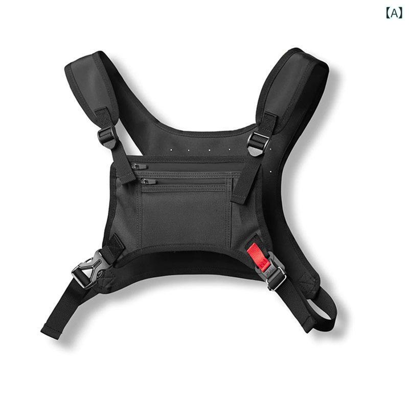 ボディバッグ メンズ アウトドア 登山用チェストバッグ タクティカルベスト型 多機能収納 斜め掛けポーチ ミリタリー風 耐久性素材 動きやすい 撥水加工 フィット感抜群 軽量設計 貴重品入れ 散歩 釣り 作業用 キャンプ 釣り