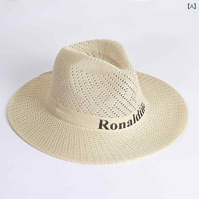 Wear - ハット メンズ 帽子 つば広 ストローハット 麦わら帽子 日よけ 通気性 折りたたみ おしゃれ 紳士 アウトドア キャンプ 釣り ゴルフ 登山 軽量 コンパクト 紫外線対策 持ち運びしやすい 散歩 旅行用