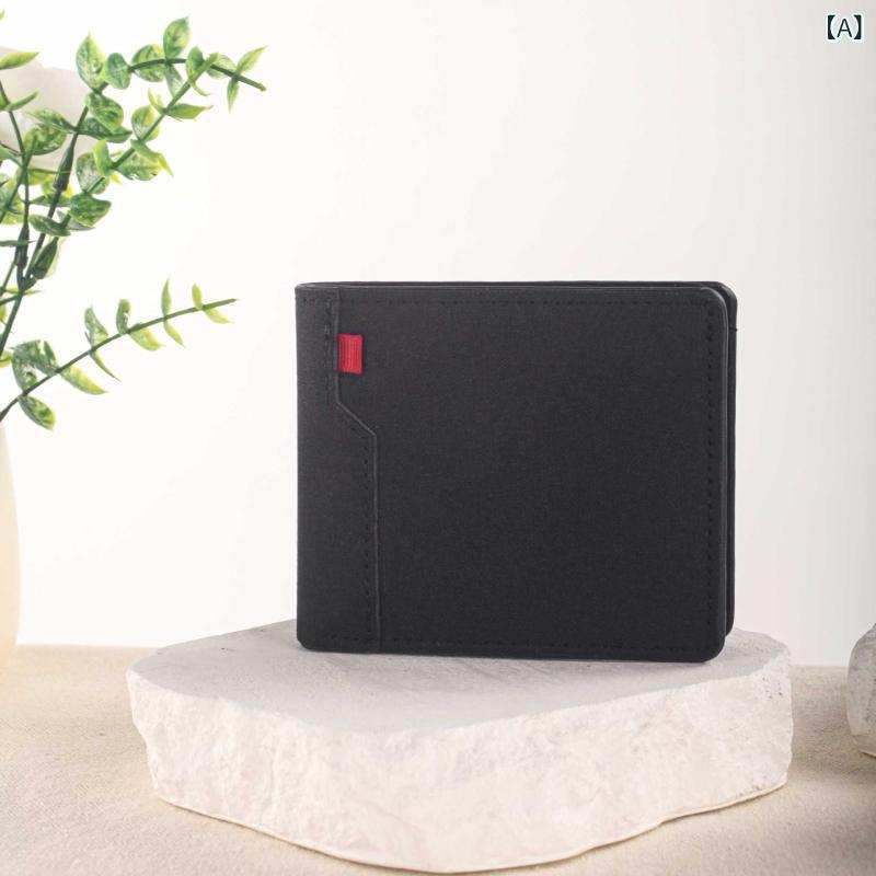 Rakuten - 二つ折り財布 メンズ 財布 コンパクト レザー調 帆布 シンプル 多機能 札入れ 小銭入れ カード入れ 大容量 ポケット収納 防水仕様 軽い 使いやすい 整理整頓 丈夫 プレゼント ギフト ビジネス カジュアル