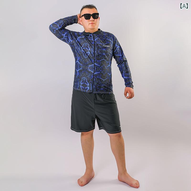 メンズ ラッシュガード 上下セット 長袖 セパレート スイムウェア 大きいサイズ 水着 フィットネス 競泳 体型カバー 動きやすい ストレッチ 吸汗速乾 撥水加工 紫外線対策 海水浴 プール サーフィン マリンスポーツ