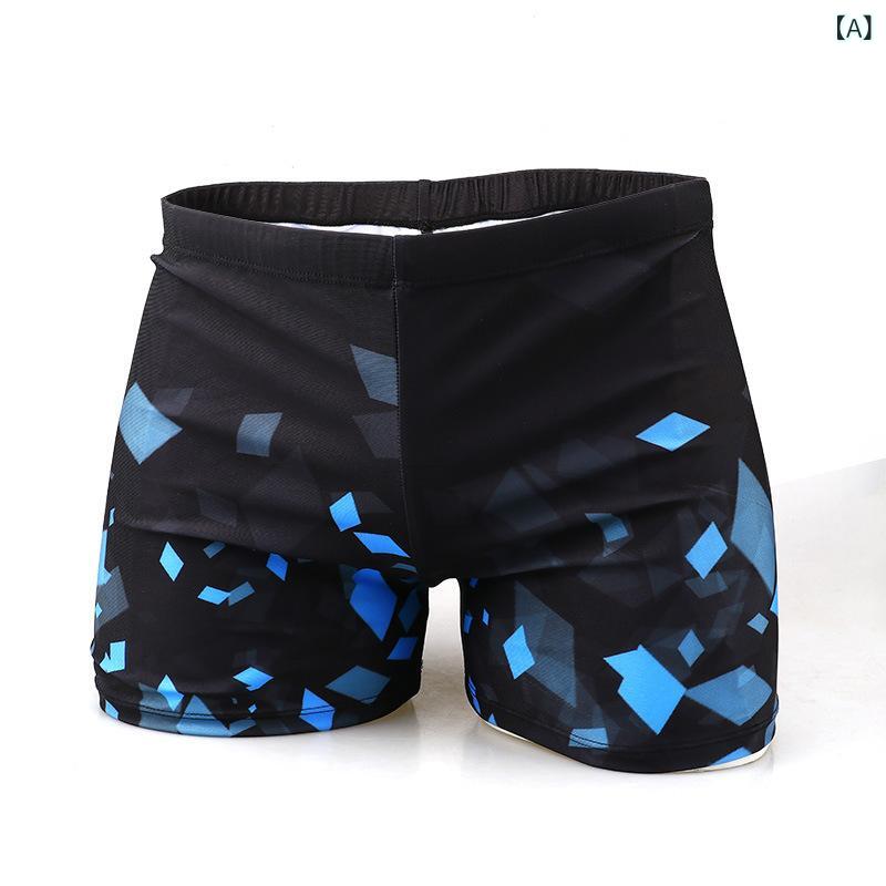 Swimwear - メンズ水着 ボクサーパンツ 水着 男性 ショートパンツ 競泳水着 フィットネス 伸縮性 スイムウェア 海パン 吸水速乾 温泉 プール 海水浴 サーフパンツ 動きやすい スポーツ用品 無地 撥水加工 スイミングパンツ
